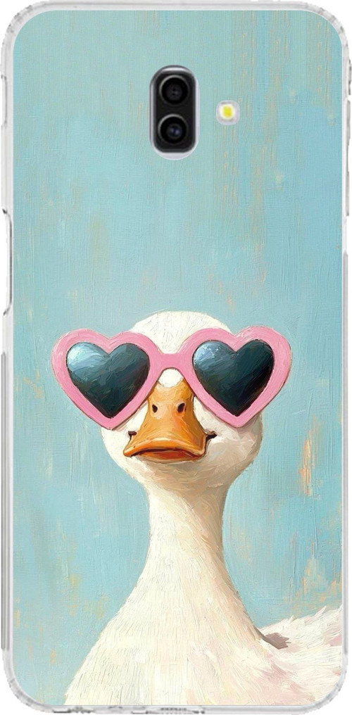 Samsung Galaxy J6 PLUS Uyumlu Yağlı Boya Pop-Art Ördek Baskılı Silikon Kılıf