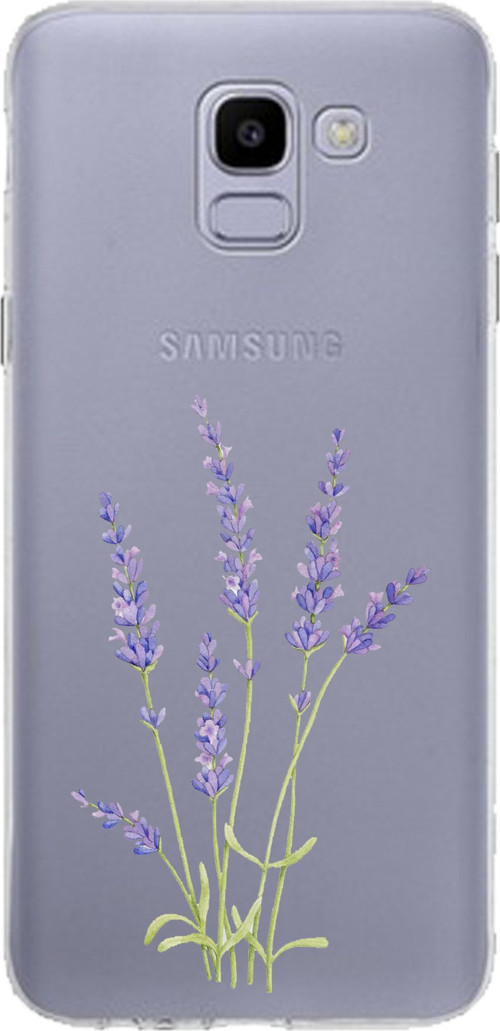 Samsung Galaxy J6 Uyumlu Lavanta Çiçek Tasarımlı Baskılı Silikon Kılıf