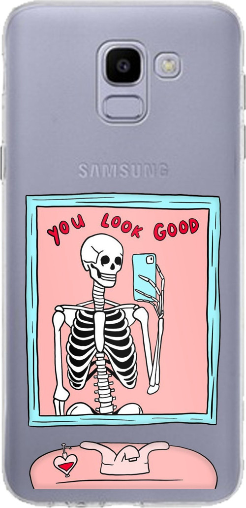 Samsung Galaxy J6 Uyumlu You Look Good İskelet Tasarımlı Baskılı Silikon Kılıf