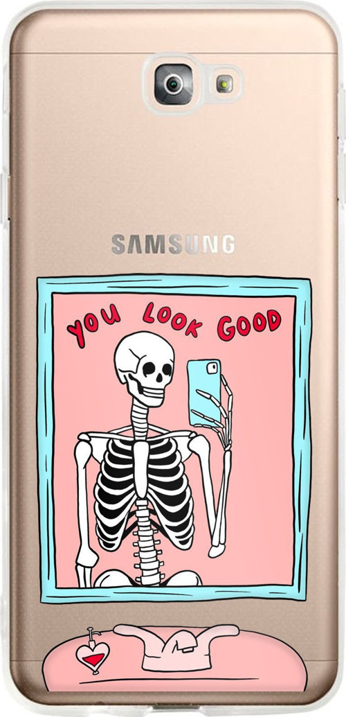 Samsung Galaxy J7 Prime Uyumlu You Look Good İskelet Tasarımlı Baskılı Silikon Kılıf