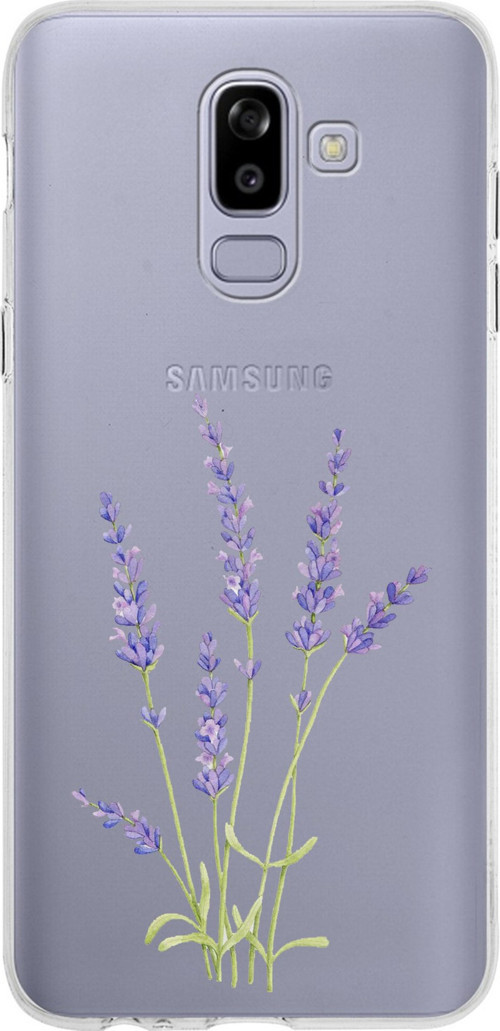 Samsung Galaxy J8-A6 Plus Uyumlu Lavanta Çiçek Tasarımlı Baskılı Silikon Kılıf