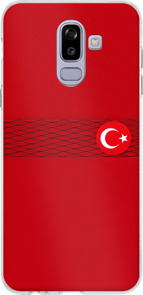 Samsung Galaxy J8-A6 Plus Uyumlu Türk Milli Takım Izgara Desenli Forma Baskılı Silikon Kılıf