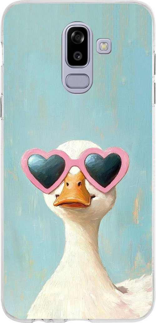 Samsung Galaxy J8-A6 Plus Uyumlu Yağlı Boya Pop-Art Ördek Baskılı Silikon Kılıf