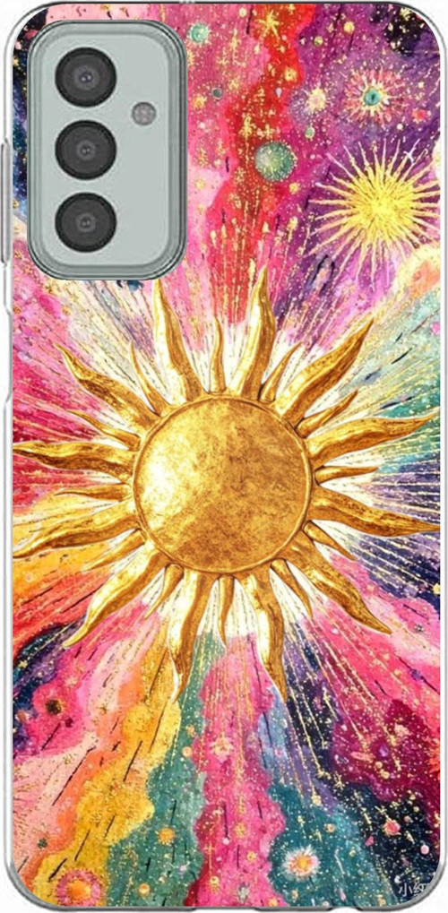 Samsung Galaxy M13-M23 Uyumlu Psikedelik Galaksi ve Güneş Desenli Baskılı Silikon Kılıf