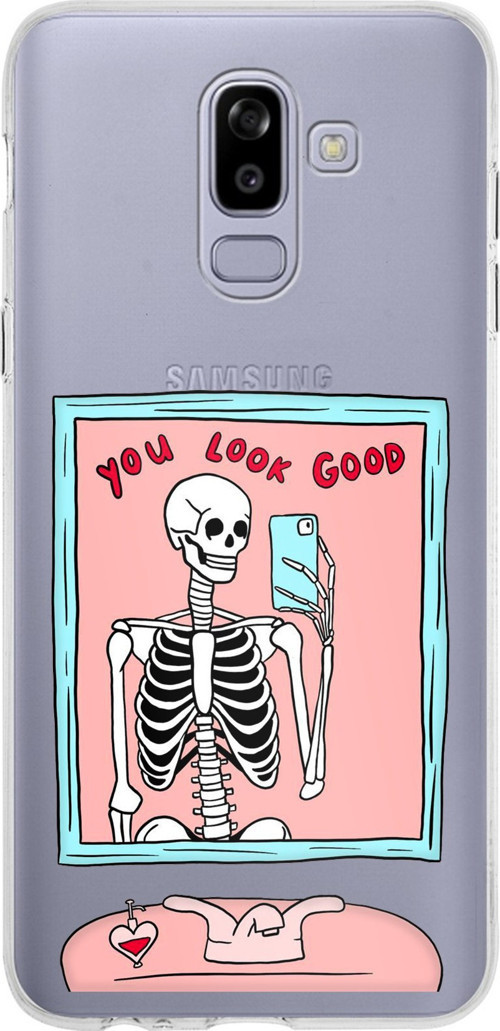 Samsung Galaxy J8-A6 Plus Uyumlu You Look Good İskelet Tasarımlı Baskılı Silikon Kılıf