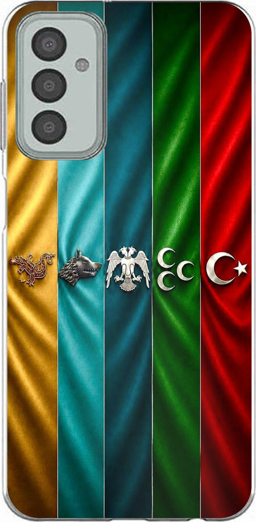 Samsung Galaxy M13-M23 Uyumlu Tarihi Türk Devletleri Bayrakları Baskılı Silikon Kılıf