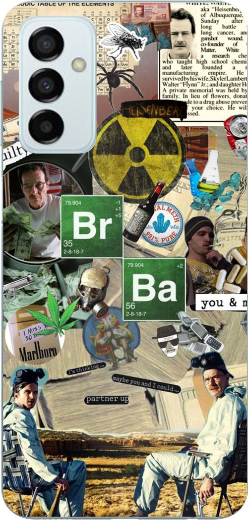 Samsung Galaxy M14 Uyumlu Breaking Bad Kolaj Baskılı Silikon Kılıf