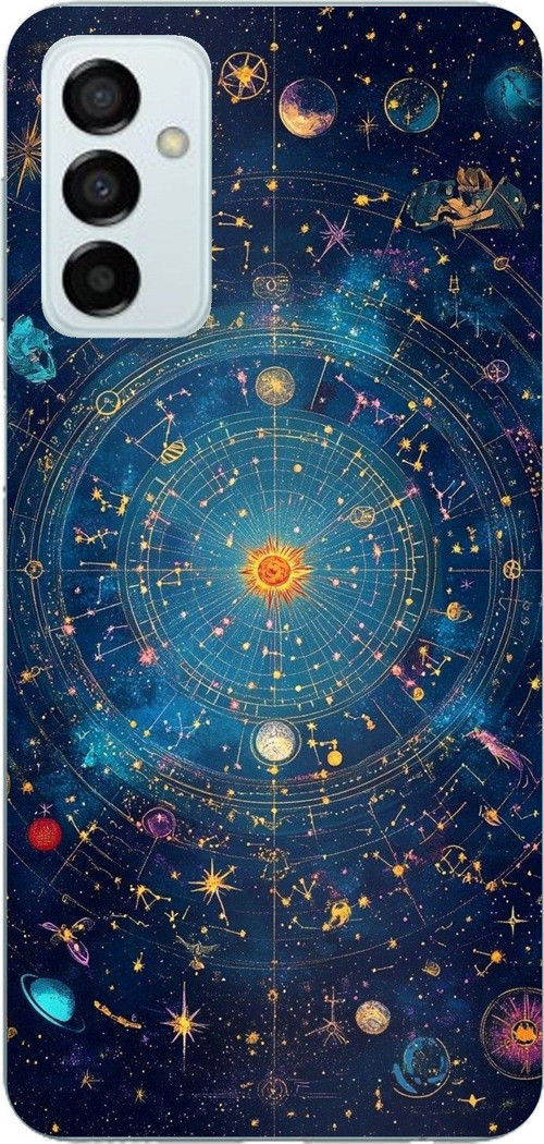 Samsung Galaxy M14 Uyumlu Yıldız Atlası Kozmik Rehber Baskılı Silikon Kılıf