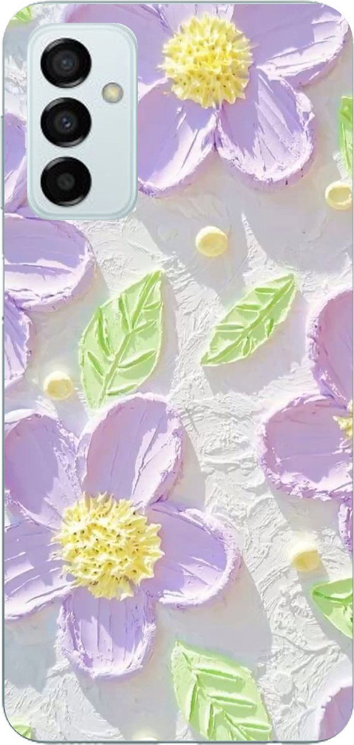 Samsung Galaxy M14 Uyumlu Mor Papatyalar Sulu Boya Baskılı Silikon Kılıf