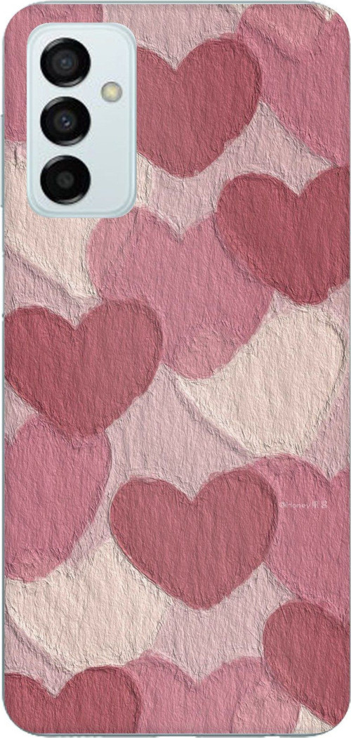 Samsung Galaxy M14 Uyumlu Pastel Gül Kurusu ve Pembe Kalpli Baskılı Silikon Kılıf