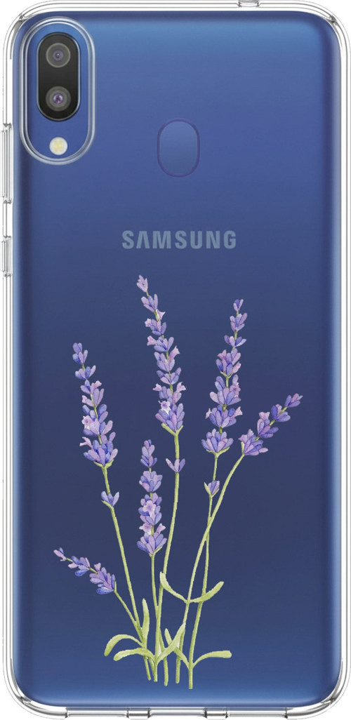 Samsung Galaxy M20 Uyumlu Lavanta Çiçek Tasarımlı Baskılı Silikon Kılıf