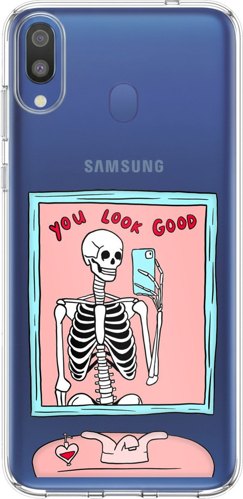 Samsung Galaxy M20 Uyumlu You Look Good İskelet Tasarımlı Baskılı Silikon Kılıf