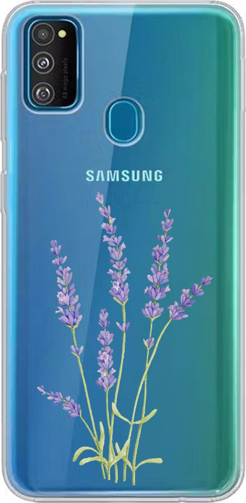 Samsung Galaxy M30S/M21 Uyumlu Lavanta Çiçek Tasarımlı Baskılı Silikon Kılıf