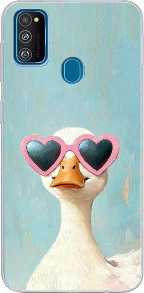 Samsung Galaxy M30S/M21 Uyumlu Yağlı Boya Pop-Art Ördek Baskılı Silikon Kılıf