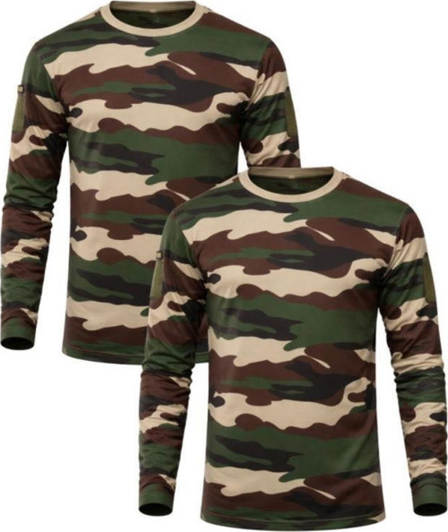 2’li Set Unisex Kamuflaj Desen Uzun Kollu %100 Pamuk Kamp · Askeri · Spor · Günlük T-Shirt M//USA
