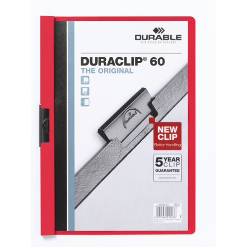 Sıkıştırmalı Dosya DuraClip Ortadan Klipsli 60 Syf A4 Kırmızı 2209