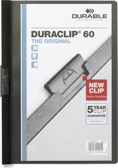 Sıkıştırmalı Dosya DuraClip Ortadan Klipsli 60 Syf A4 Siyah 2209
