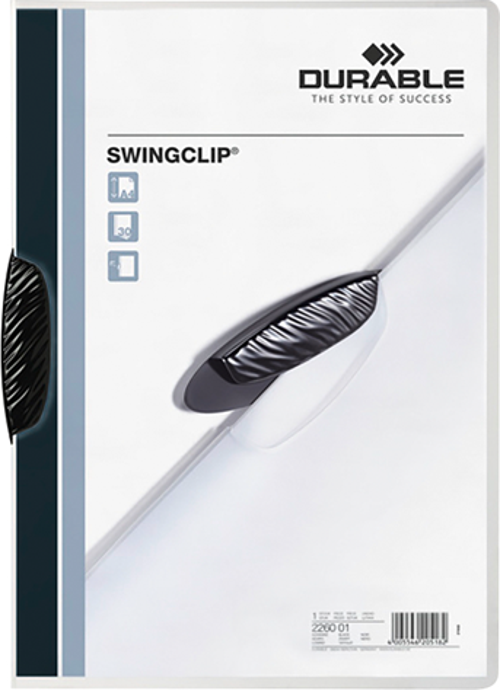 Sıkıştırmalı Dosya SwingClip Ortadan Klipsli 30 Syf A4 Siyah 2260