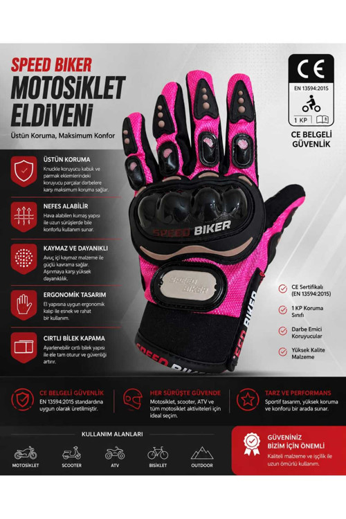 Pembe Eldiven 3 Mevsim Korumalı Ce En 13594 Onaylı
