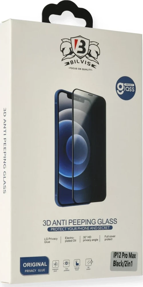 Apple iPhone 13 Mini Bilvis 3D Anti Peeping Hayalet Cam Ekran Koruyucu