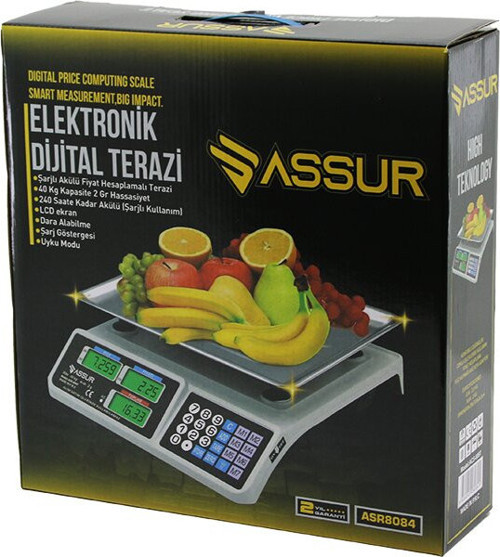 Büyük Dijital Karpuz Terazi Tartı 40KG/2GR 7 Fiyat Hafızası Fiş Şarjlı ACS-809T
