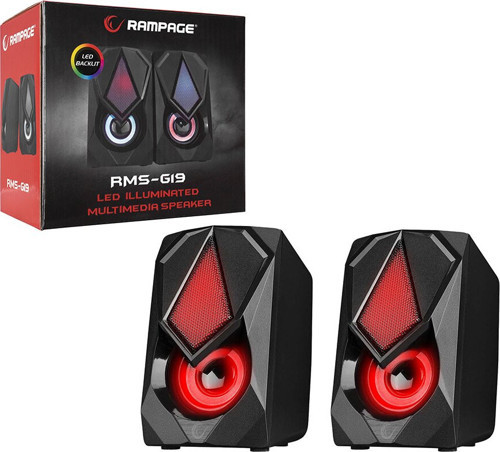 Siyah - Rgb Işıklı 1+1 Hoparlör Speakaer Set Usb Kablo 2.0 Multimedya - 5W