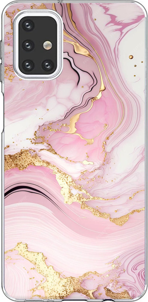Samsung Galaxy M31s Uyumlu Pembe Mermer Baskılı Silikon Kılıf