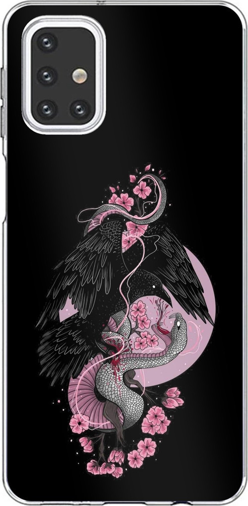 Samsung Galaxy M31s Uyumlu Pembe Siyah Yılan Baskılı Silikon Kılıf