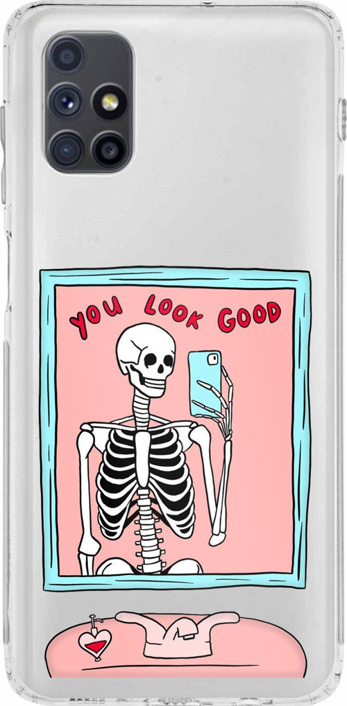 Samsung Galaxy M51 Uyumlu You Look Good İskelet Tasarımlı Baskılı Silikon Kılıf
