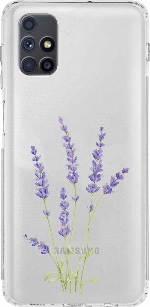 Samsung Galaxy M51 Uyumlu Lavanta Çiçek Tasarımlı Baskılı Silikon Kılıf