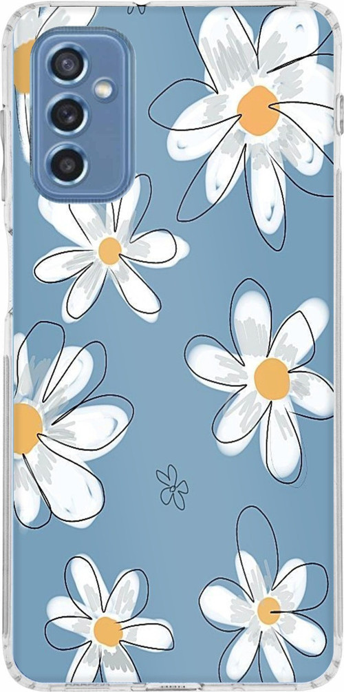 Samsung Galaxy M52 Uyumlu Mavi Papatya Bahçesi Baskılı Silikon Kılıf