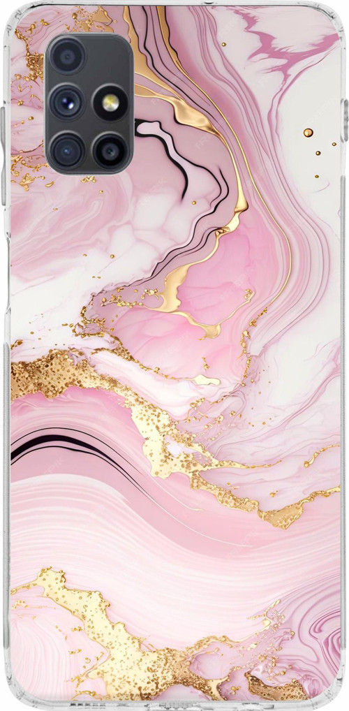 Samsung Galaxy M51 Uyumlu Pembe Mermer Baskılı Silikon Kılıf