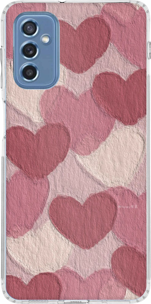 Samsung Galaxy M52 Uyumlu Pastel Gül Kurusu ve Pembe Kalpli Baskılı Silikon Kılıf