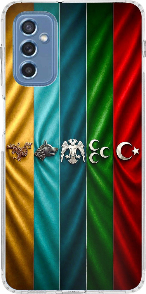 Samsung Galaxy M52 Uyumlu Tarihi Türk Devletleri Bayrakları Baskılı Silikon Kılıf