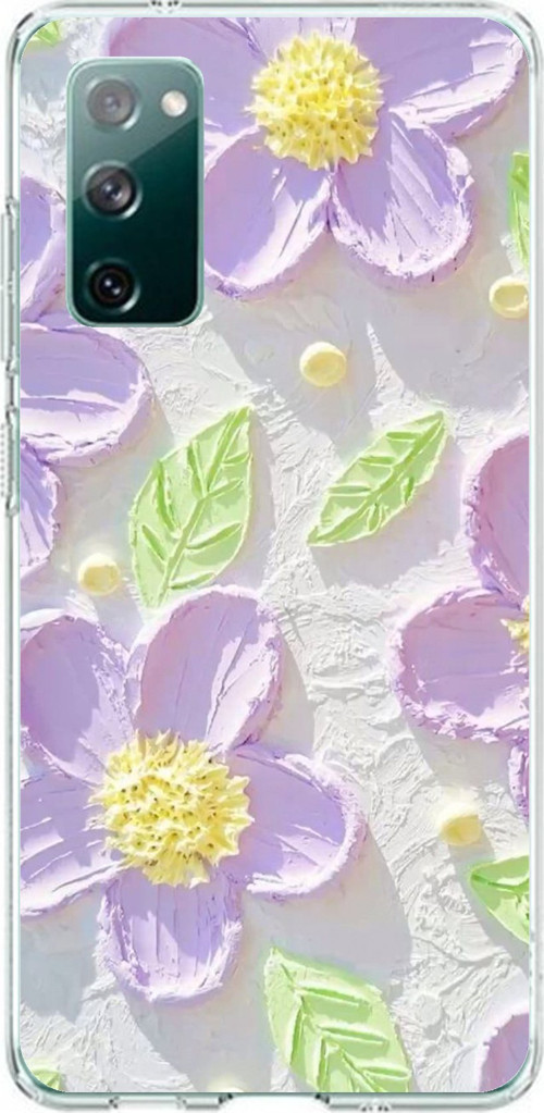 Samsung Galaxy S20 FE Uyumlu Mor Papatyalar Sulu Boya Baskılı Silikon Kılıf