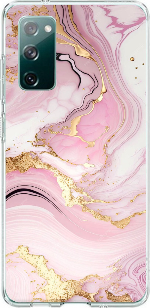 Samsung Galaxy S20 FE Uyumlu Pembe Mermer Baskılı Silikon Kılıf