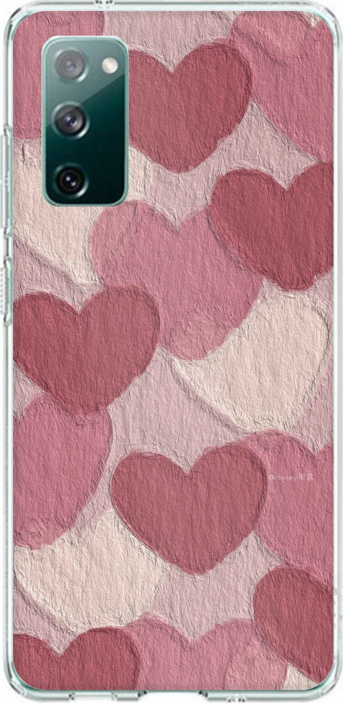 Samsung Galaxy S20 FE Uyumlu Pastel Gül Kurusu ve Pembe Kalpli Baskılı Silikon Kılıf