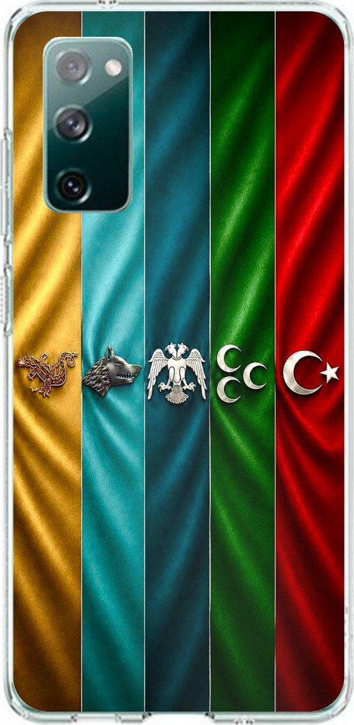 Samsung Galaxy S20 FE Uyumlu Tarihi Türk Devletleri Bayrakları Baskılı Silikon Kılıf