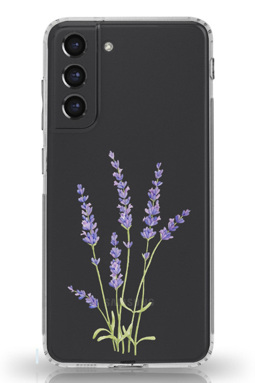 Samsung Galaxy S21 FE Uyumlu Lavanta Çiçek Tasarımlı Baskılı Silikon Kılıf