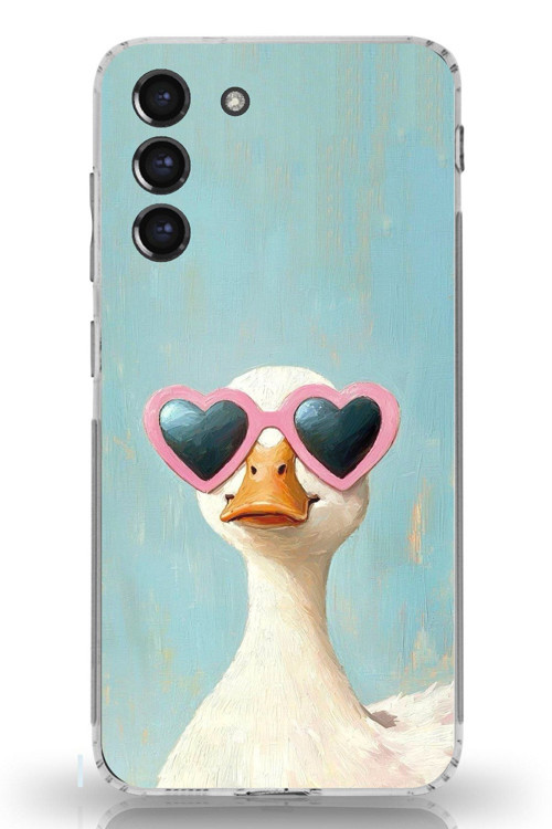 Samsung Galaxy S21 FE Uyumlu Yağlı Boya Pop-Art Ördek Baskılı Silikon Kılıf