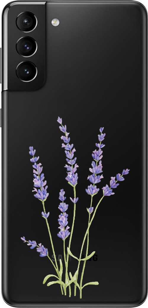 Samsung Galaxy S21 PLUS Uyumlu Lavanta Çiçek Tasarımlı Baskılı Silikon Kılıf
