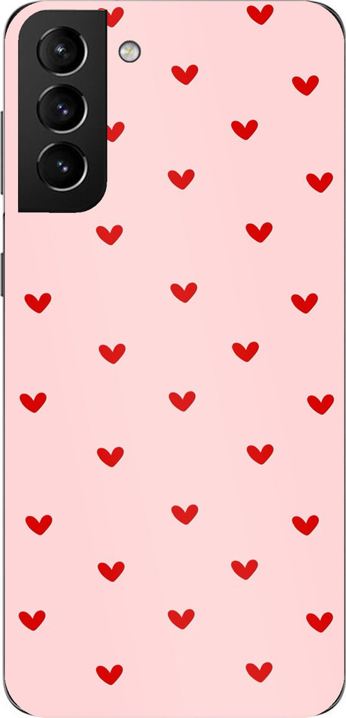 Samsung Galaxy S21 PLUS Uyumlu Kırmızı Minik Kalpler Baskılı Silikon Kılıf