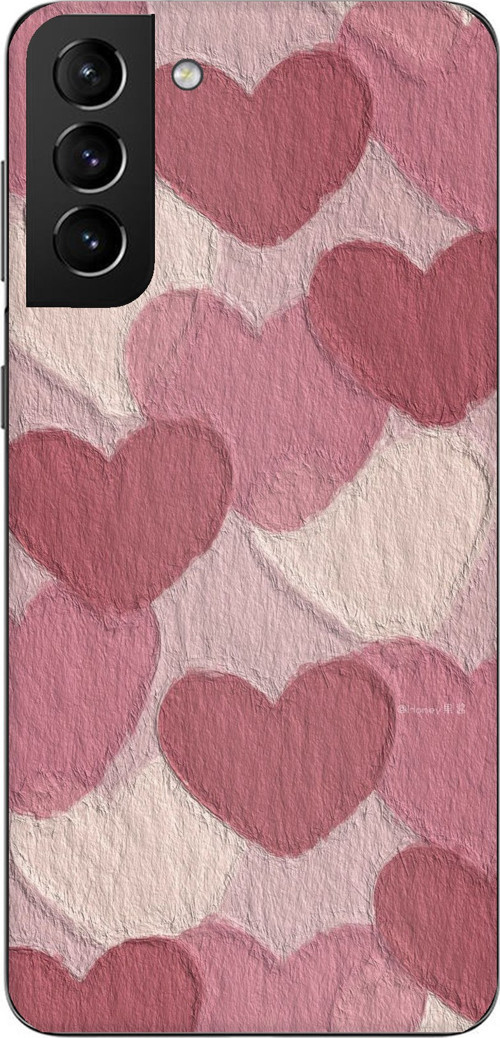 Samsung Galaxy S21 PLUS Uyumlu Pastel Gül Kurusu ve Pembe Kalpli Baskılı Silikon Kılıf