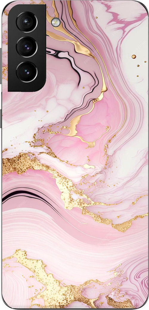 Samsung Galaxy S21 PLUS Uyumlu Pembe Mermer Baskılı Silikon Kılıf
