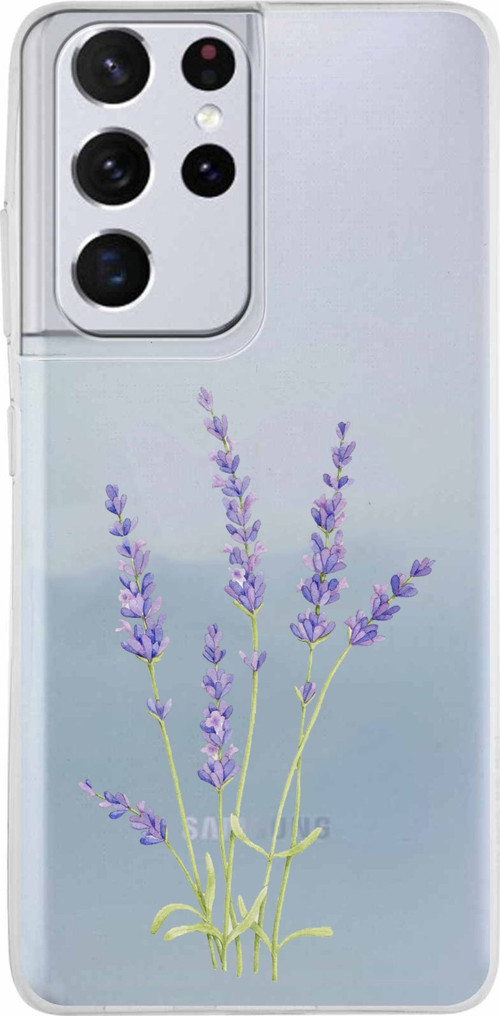 Samsung Galaxy S21 ULTRA Uyumlu Lavanta Çiçek Tasarımlı Baskılı Silikon Kılıf