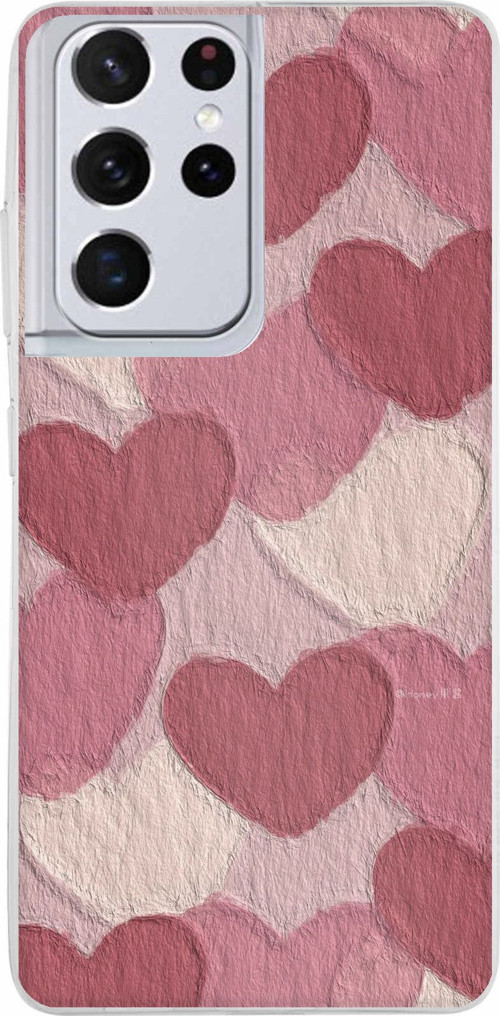 Samsung Galaxy S21 ULTRA Uyumlu Pastel Gül Kurusu ve Pembe Kalpli Baskılı Silikon Kılıf