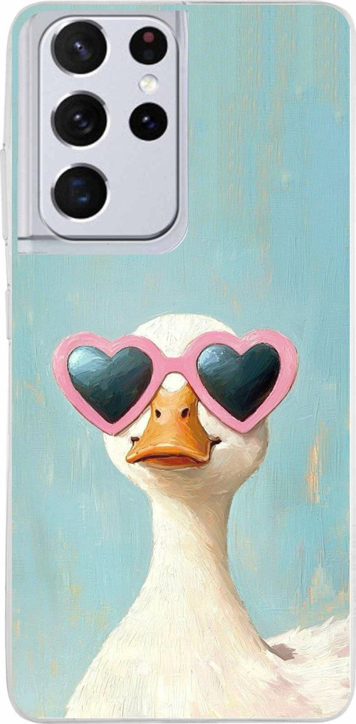 Samsung Galaxy S21 ULTRA Uyumlu Yağlı Boya Pop-Art Ördek Baskılı Silikon Kılıf
