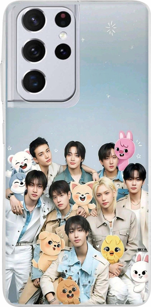 Samsung Galaxy S21 ULTRA Uyumlu Tray Kids K-Pop Grubu ve SKZOO Temalı Baskılı Silikon Kılıf