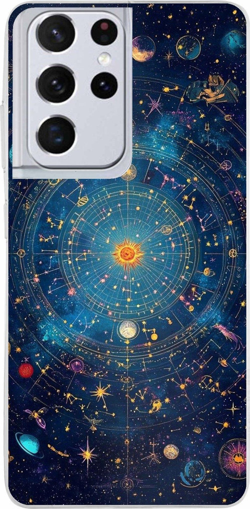 Samsung Galaxy S21 ULTRA Uyumlu Yıldız Atlası Kozmik Rehber Baskılı Silikon Kılıf