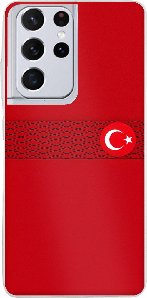Samsung Galaxy S21 ULTRA Uyumlu Türk Milli Takım Izgara Desenli Forma Baskılı Silikon Kılıf